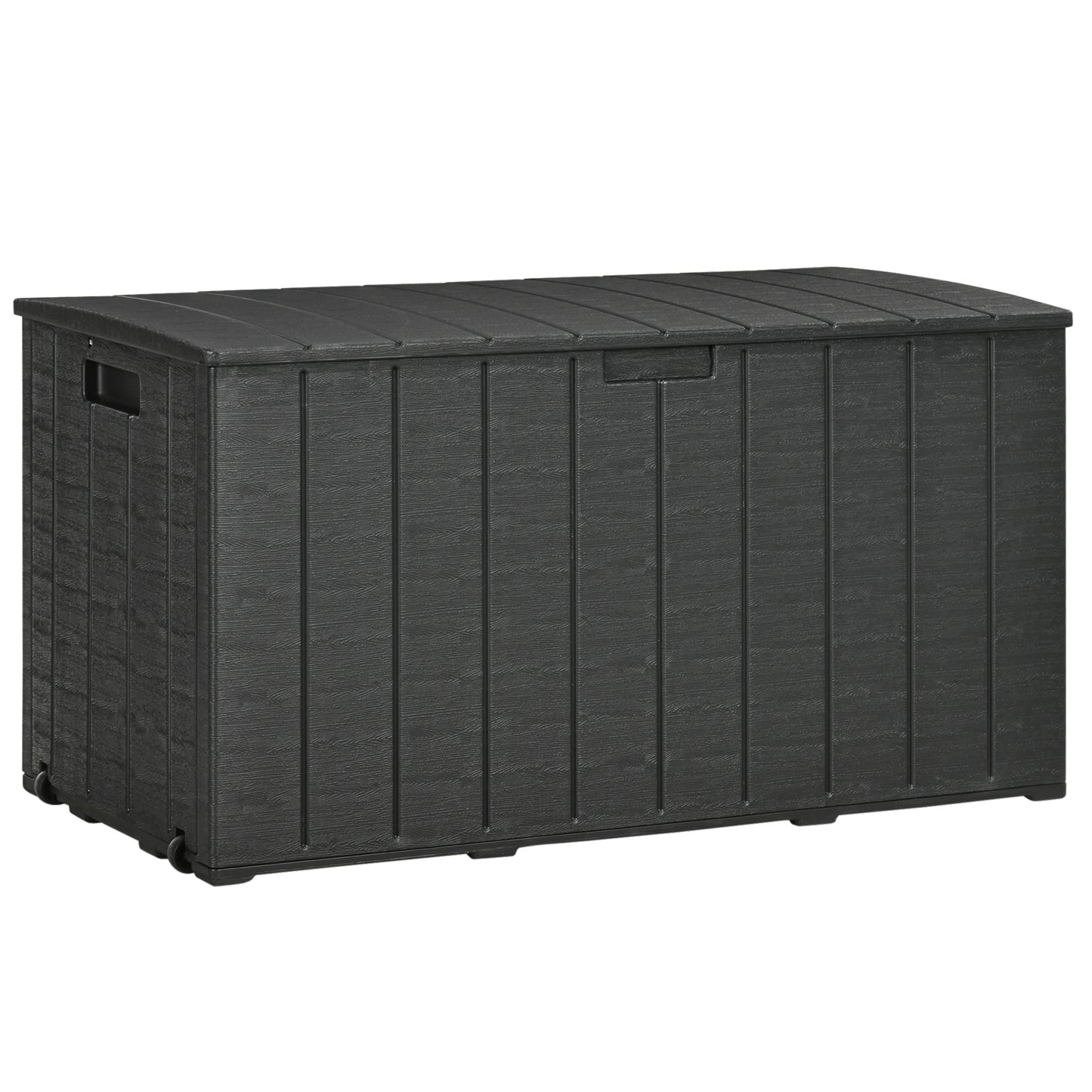 Outsunny 336 litrów Extra Large Outdoor Garden Storage Box, wodoodporny, wytrzymały, plastikowy pojemnik z podwójnymi ściankami, organizer na meble ogrodowe, skrzynia na poduszki na taras z kółkami i uchwytami, czarny