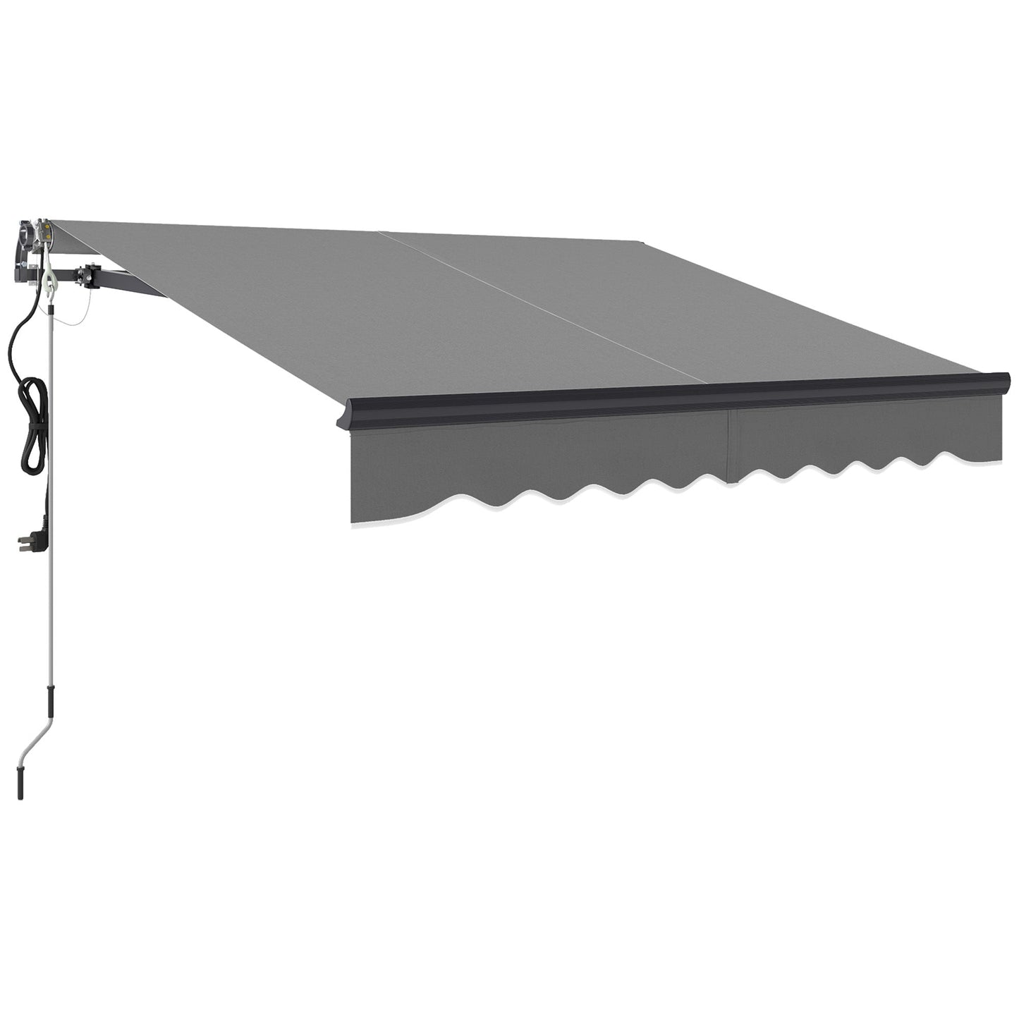 Outsunny 2,5 x 2m markiza elektryczna z pilotem, aluminiowa rama, markiza zwijana DIY, daszek przeciwsłoneczny UV30+ do drzwi tarasowych i okien, ciemnoszary