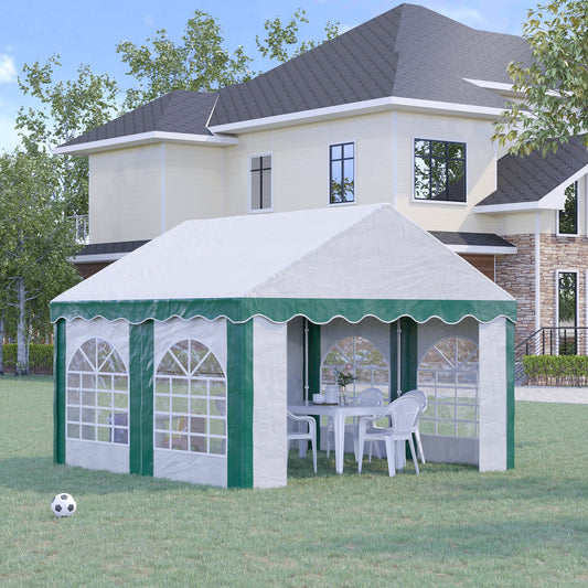 Outsunny 4m x 4m Marquee Gazebo with Sides, Level 6 Wind Protection & Waterproof, Emerald Green