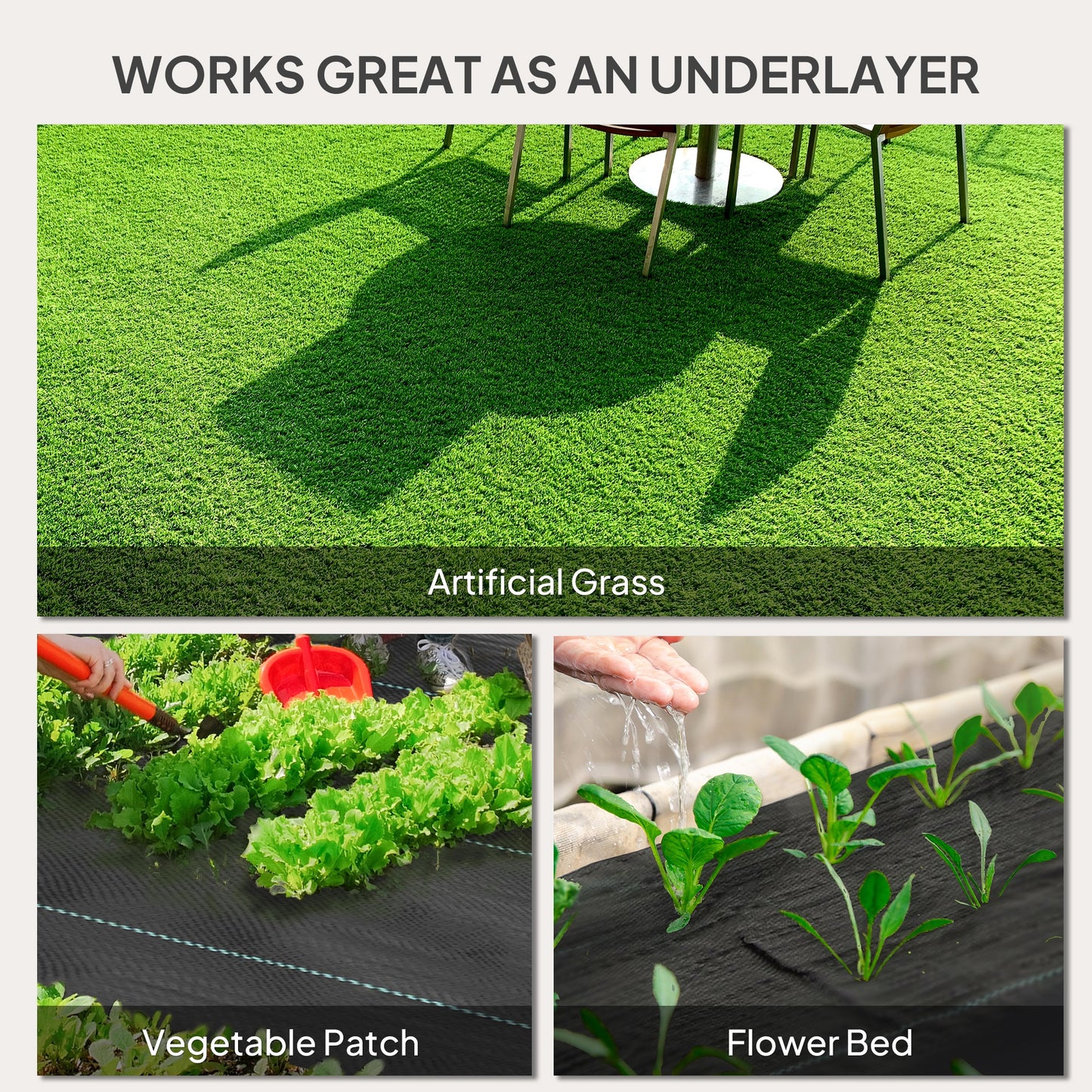 Outsunny 2m x 90m Weed Control Membrane, wytrzymała tkanina barierowa do zwalczania chwastów, 90gsm okrywa gruntowa na patio, do ogrodu, klombów, do kształtowania krajobrazu