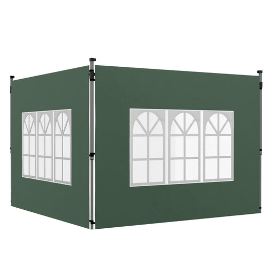 ألواح جانبية من Outsunny Gazebo، استبدال الجوانب بنافذة لشرفة مراقبة منبثقة مقاس 3x3(م) أو 3x4m، عبوتان، أخضر