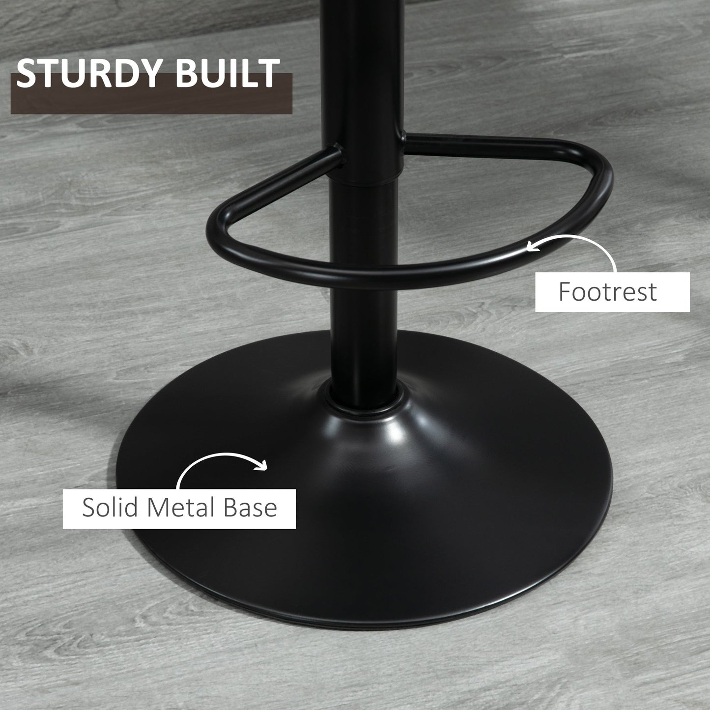 HOMCOM Adjustable Bar Stools Set of 2 Counter Height Barstools Dining Chairs 360¡ Swivel with Footrest for Home Pub, Brown