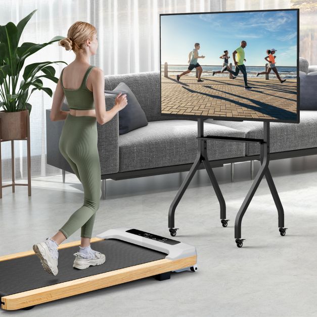 Height Adjustable Floor TV Stand with AV Shelf