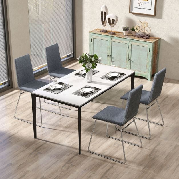 Set of 2 dining chairs with folding backrest & metal frame upholstered kitchen chair