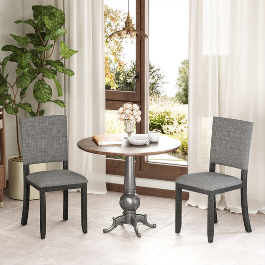 Upholstered Dining Chairs Set of 2 with Soft Padded Seat and Solid Wood Frame-Light Grey