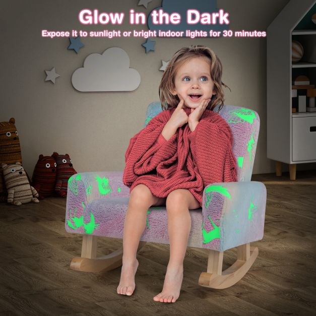 Rocking chair children Children's sofa glow in the dark Children's armchair upholstered in flannel fabric Colorful