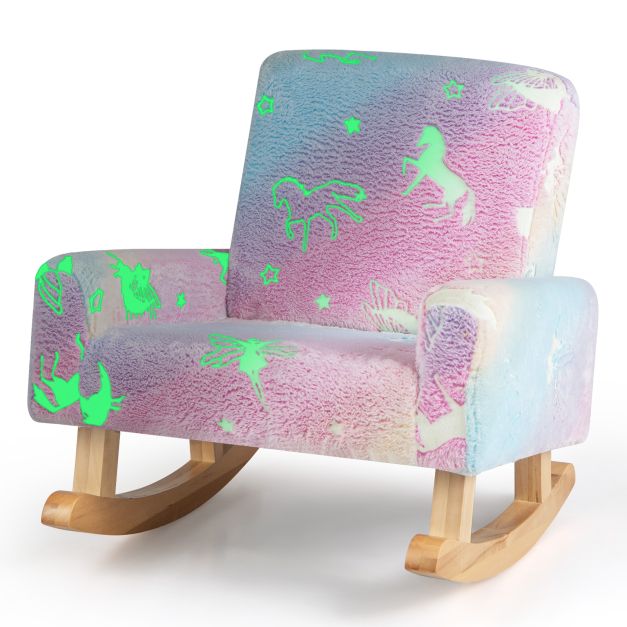 Rocking chair children Children's sofa glow in the dark Children's armchair upholstered in flannel fabric Colorful