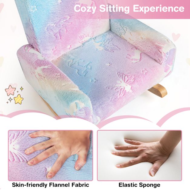 Rocking chair children Children's sofa glow in the dark Children's armchair upholstered in flannel fabric Colorful