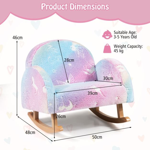 Rocking chair children Children's sofa Glow in the dark Children's armchair upholstered in flannel fabric