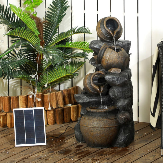 Outsunny Solar Powered Garden Water Feature in Grey, image 2