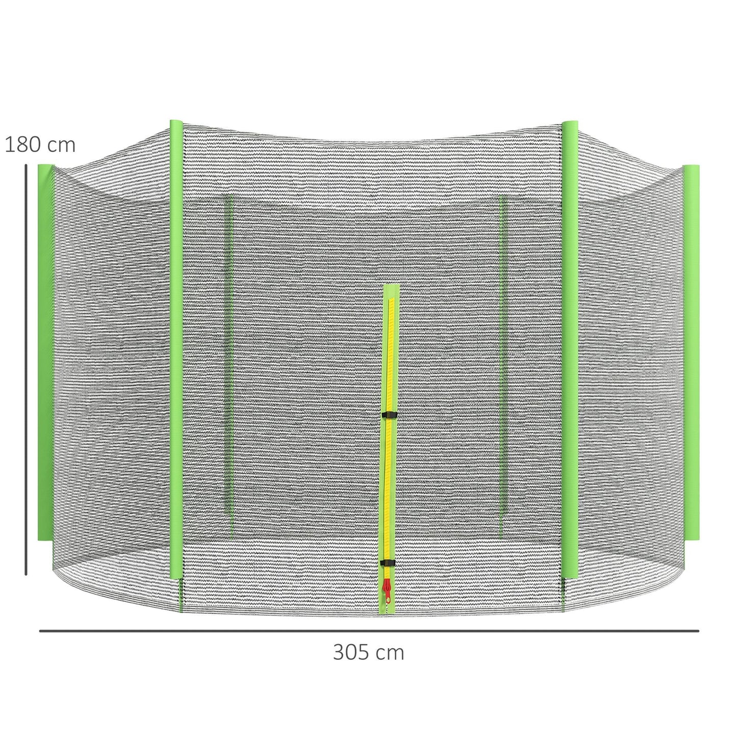 SPORTNOW 10ft Trampoline Net Replacement with 6 Plastic Pole Covers, Weather-Resistant Trampoline Netting Replacement with Zipped Entrance, Poles Not Included, Green
