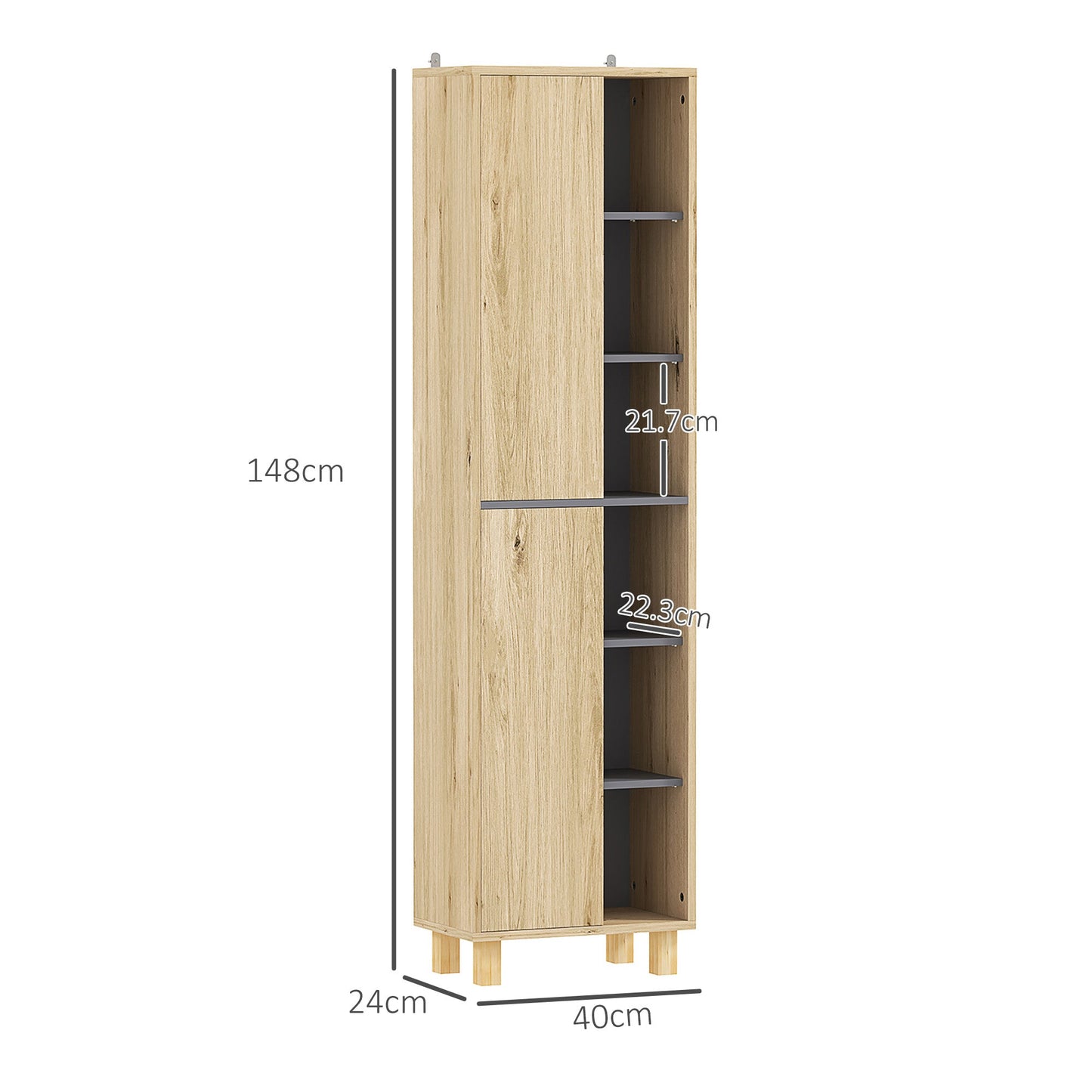 Szafka łazienkowa HOMCOM Multi-Storage Slim - imitacja drewna