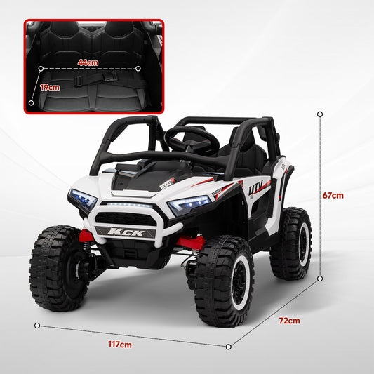 AIYAPLAY 2 Seater 24V 7AH Ride on Truck, Battery Powered Electric Ride On Car w/ Remote, Suspension, 3 Speeds, White