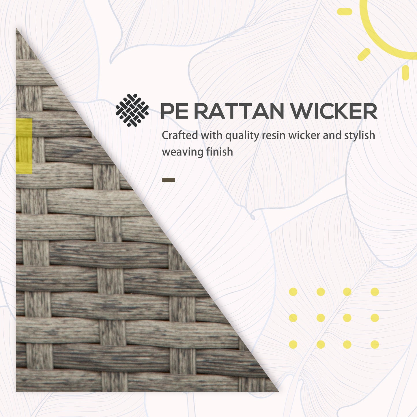 Zestaw Outsunny 3 w 1 Rattan Bistro, Zestaw mebli ogrodowych z wikliny z 2-poziomowym podnoszonym stołem, Regulowana 3-osobowa sofa leżanka ze zmywalnymi poduszkami na zewnątrz, patio, balkon, Szary