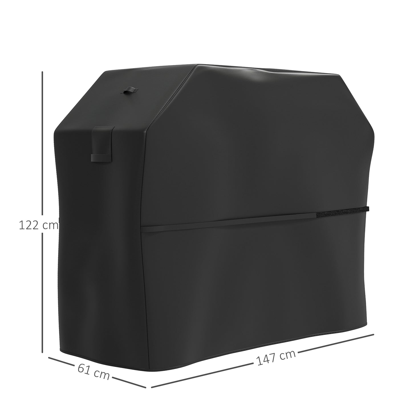 Pokrowiec Outsunny BBQ na prostokątny grill gazowy, 600D UPF30+ Oxford Fabric Barbecue Cover zapewniający wodoodporną ochronę i odporność na rozdarcia, z wiatroszczelnymi zapięciami na rzepy, otwory wentylacyjne, 147 x 61 x 122 cm, czarny