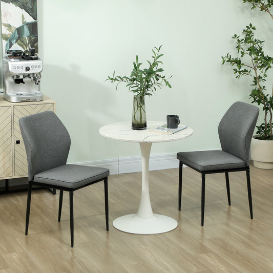 HOMCOM Velvet Dining Chairs Set of 2, Modern Armless Upholstered Kitchen Chairs with Metal Legs, Curved Back and Padded Seat, for Dining Room, Bedroom, Living Room, Grey