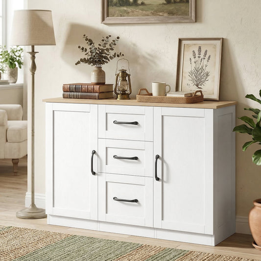 HOMCOM Sideboard Storage Cabinet in White, image 2