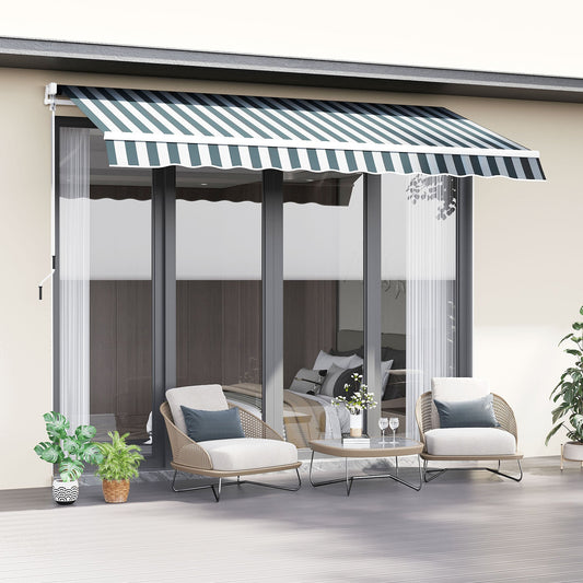 Outsunny Retractable Awning, 2.5x2 m-Dark Green/White