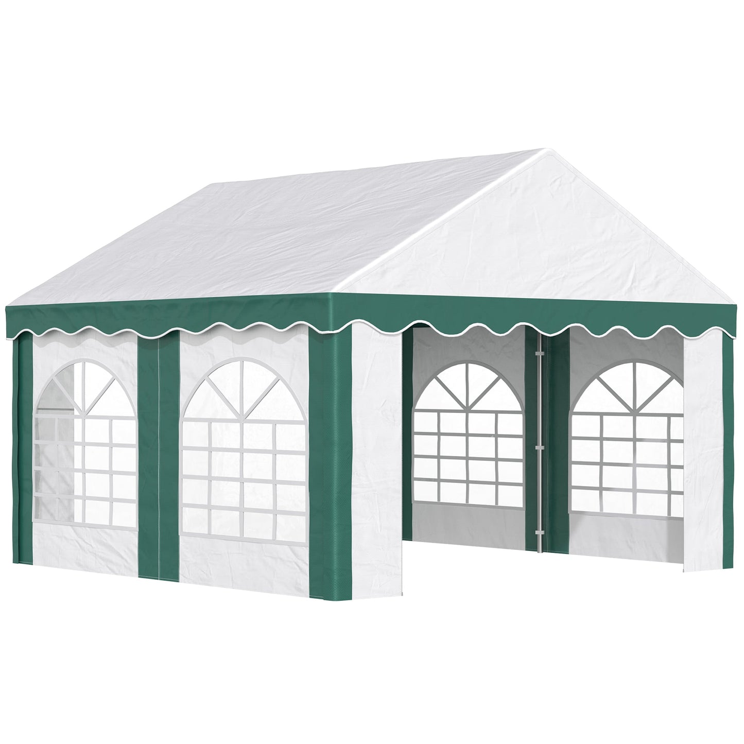 Outsunny 4m x 4m Marquee Gazebo with Sides, Level 6 Wind Protection & Waterproof, Emerald Green