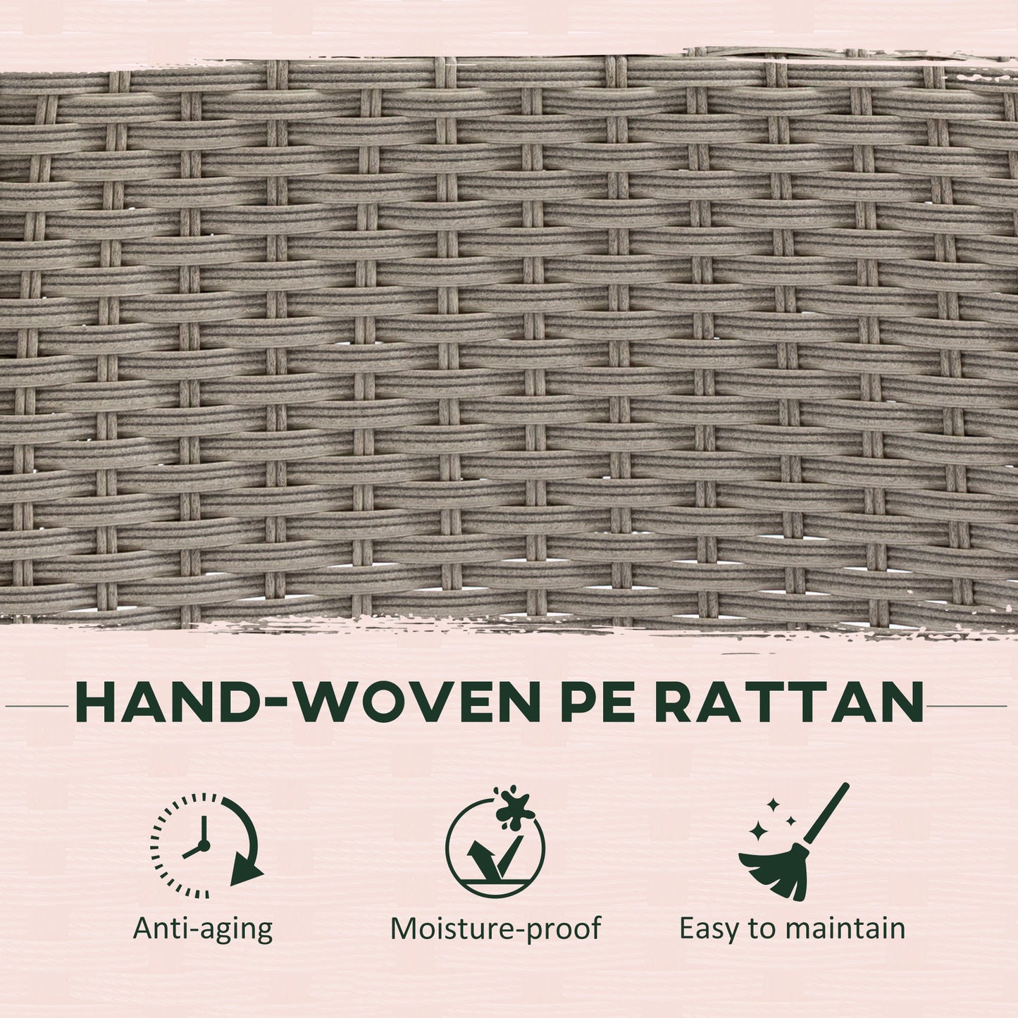 Zestaw mebli ogrodowych Outsunny 4 Seater Rattan z poduszkami, okrągły zestaw jadalny PE Rattan ze szklanym blatem, otworem na parasol, stół ogrodowy i krzesła, mieszany szary