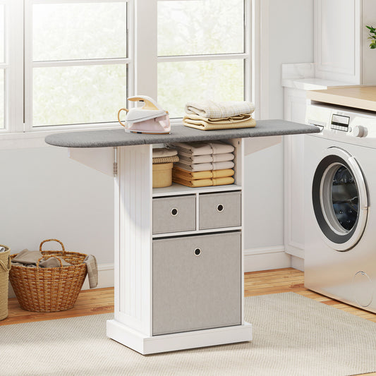 HOMCOM Ironing Board Cabinet on Wheels in White, image 2