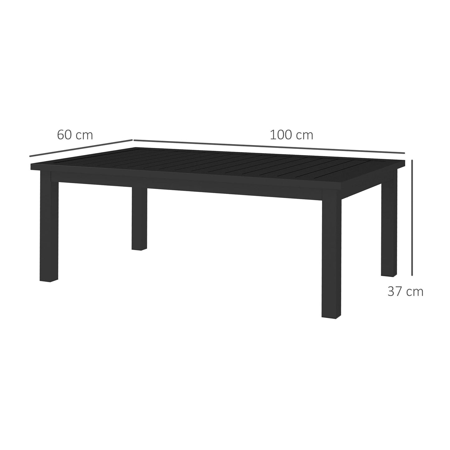 Stolik kawowy Outsunny 100 cm x 60 cm aluminiowy do użytku na zewnątrz – czarny