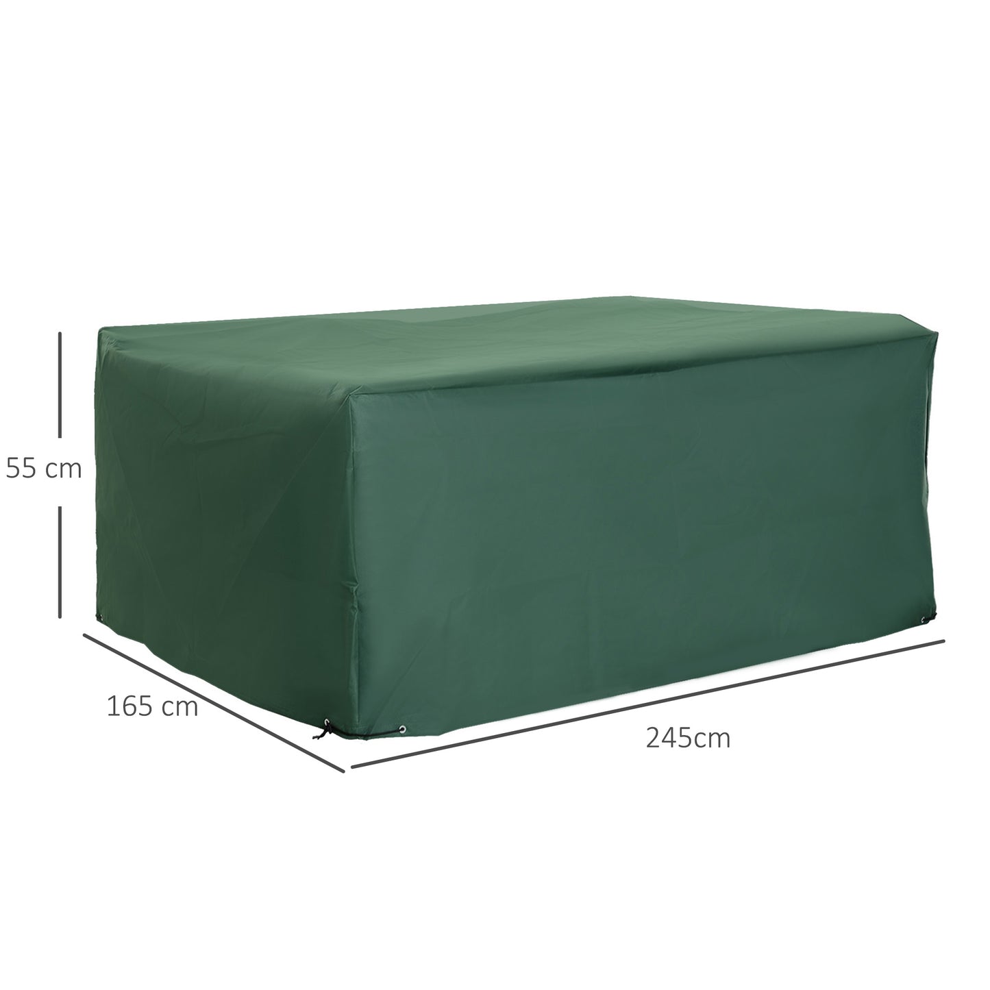 Outsunny Outdoor Garden Furniture Cover Wodoodporny, anty-UV 600D Wytrzymały pokrowiec na meble ogrodowe Oxford Fabric Patio na zestaw mebli prostokątnych, zielony, 245 x 165 x 55 cm