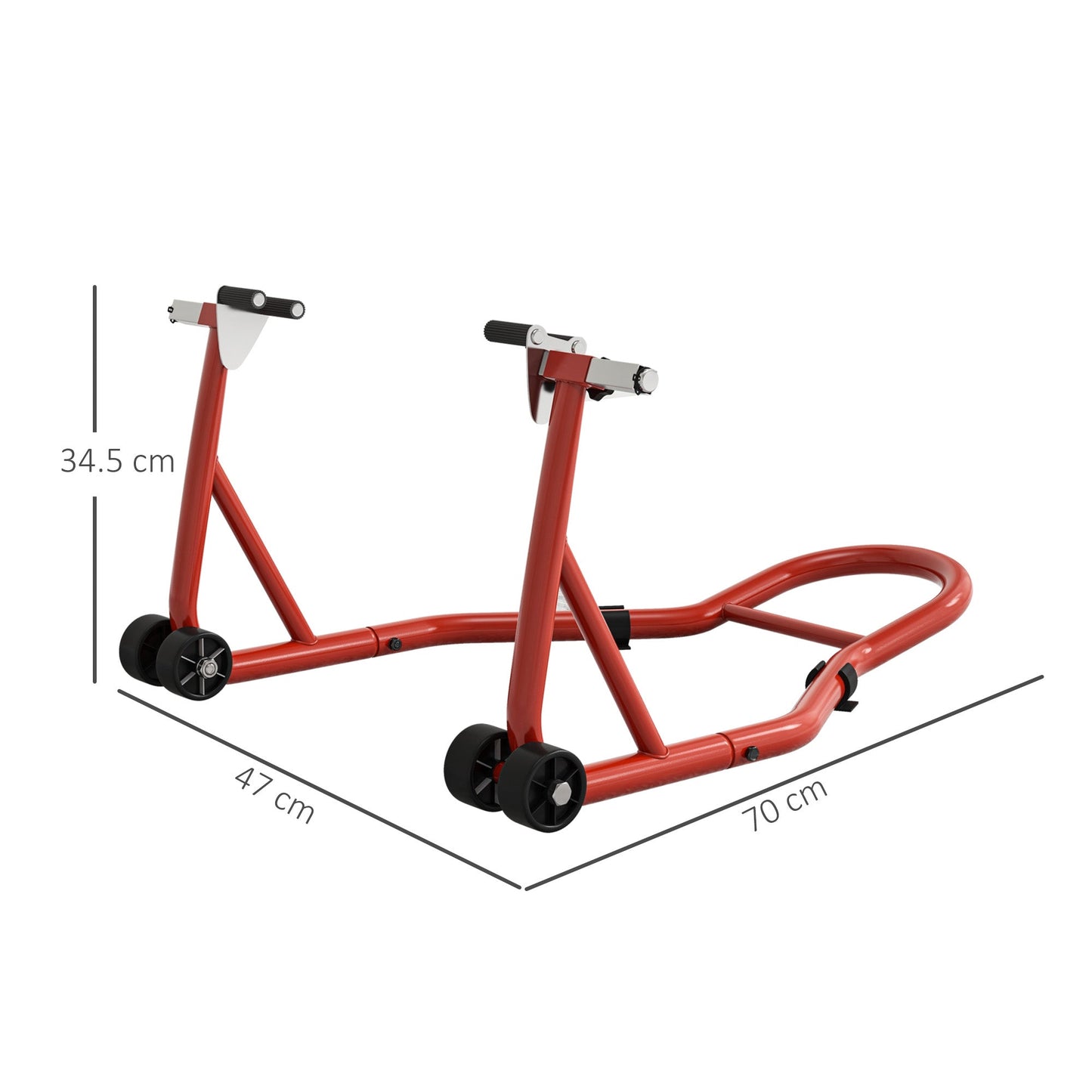Stojak motocyklowy HOMCOM Front Motorcycle Paddock Stand z matą antypoślizgową, adaptery w kształcie litery U i L, nośność 200 kg, do opon 18", 17" i 10", czerwony