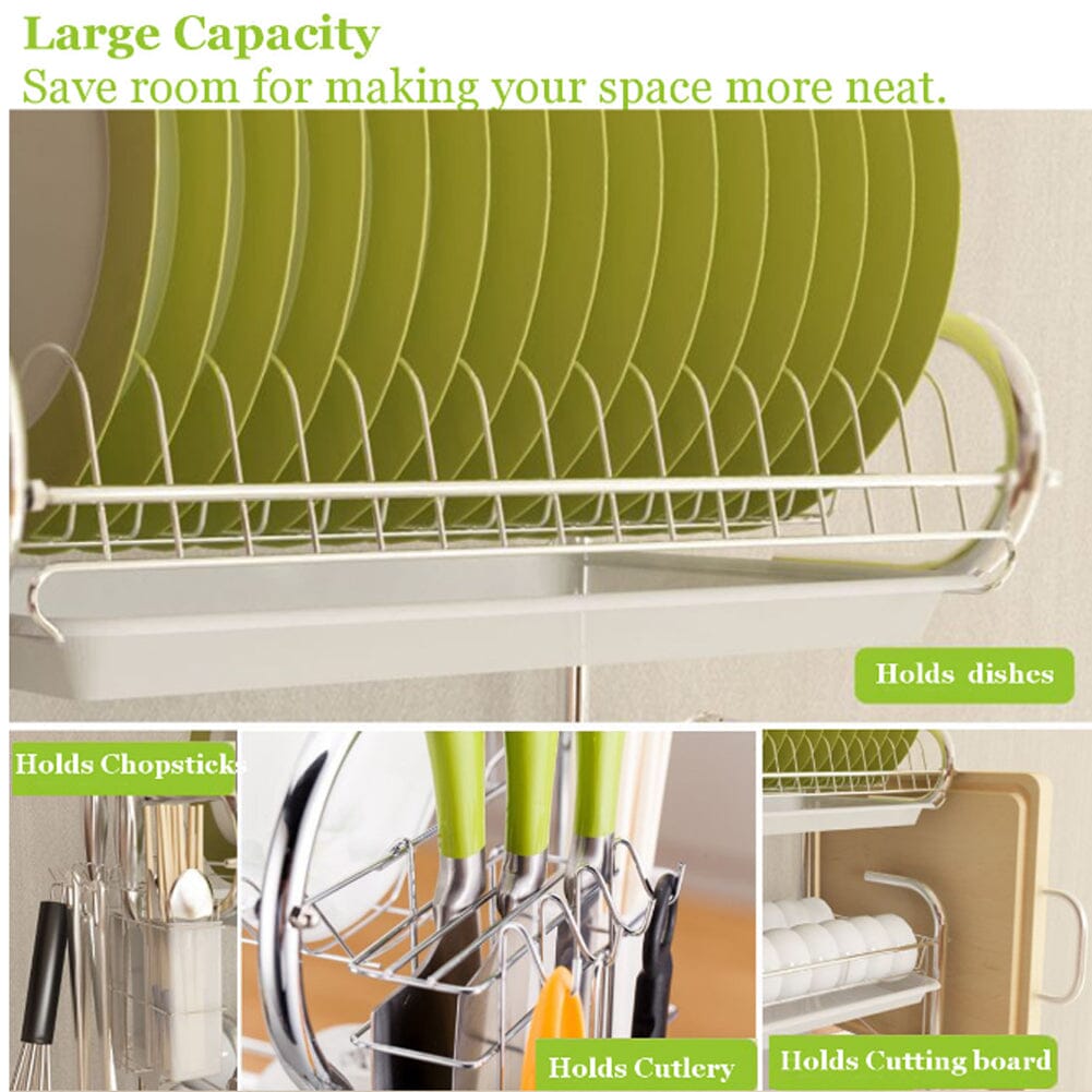 3-Tier Dish Drainer Storage Stand Bowl Plate Dryer Tray