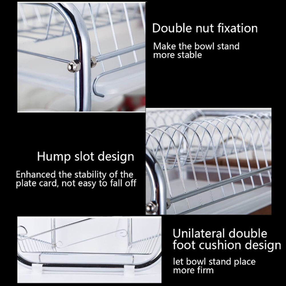 3-Tier Dish Drainer Storage Stand Bowl Plate Dryer Tray