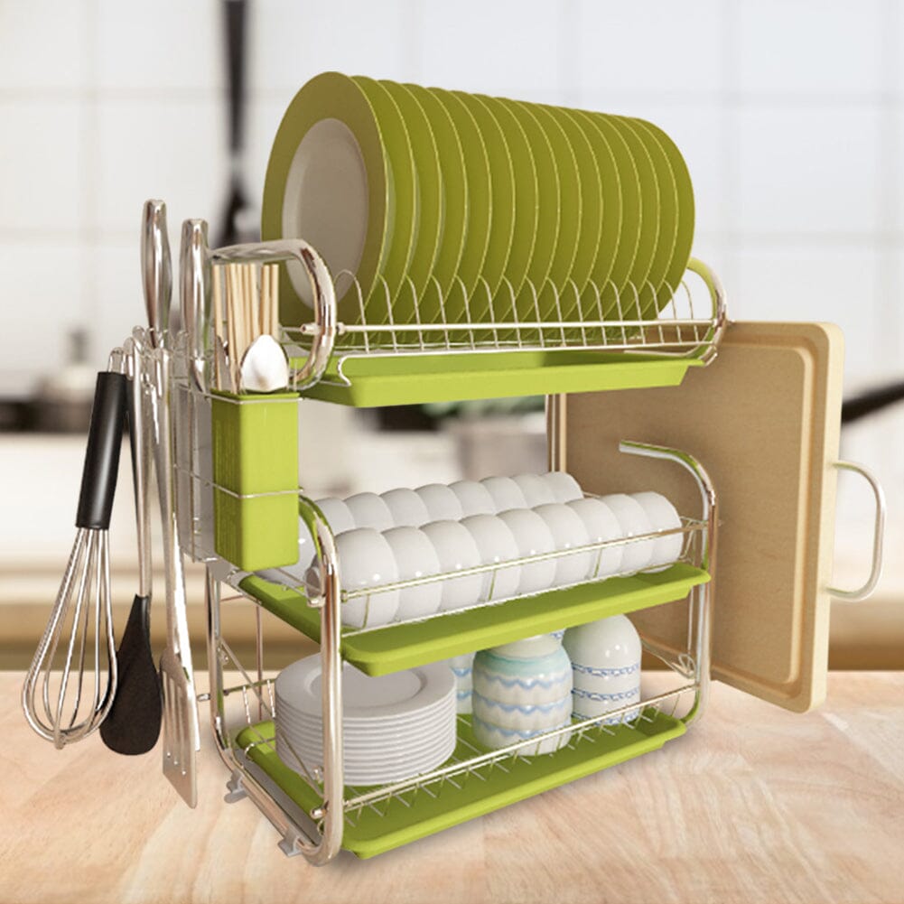 3-Tier Dish Drainer Storage Stand Bowl Plate Dryer Tray