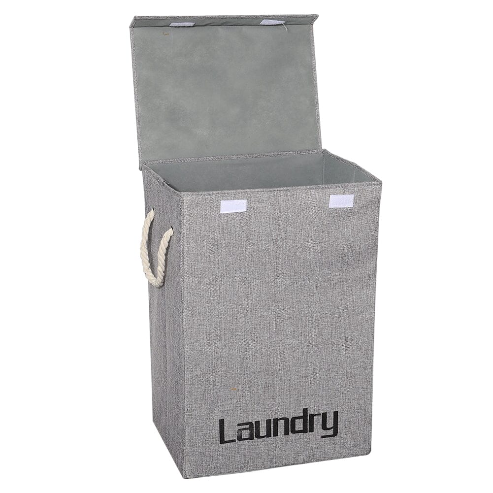 Grey Foldable Linen Laundry Baskets with Lid