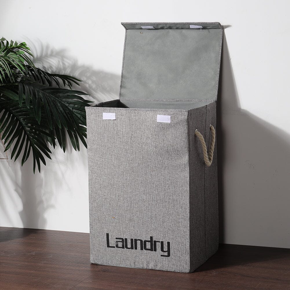 Grey Foldable Linen Laundry Baskets with Lid