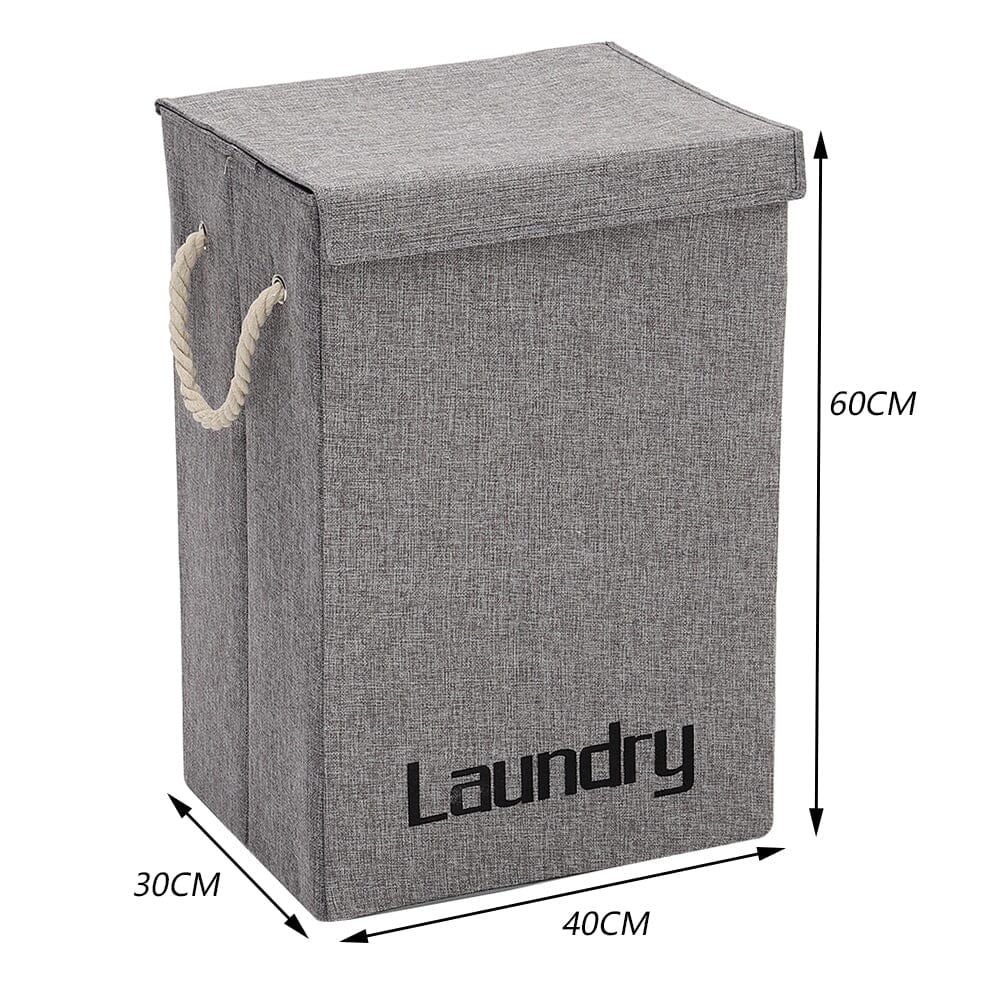 Grey Foldable Linen Laundry Baskets with Lid