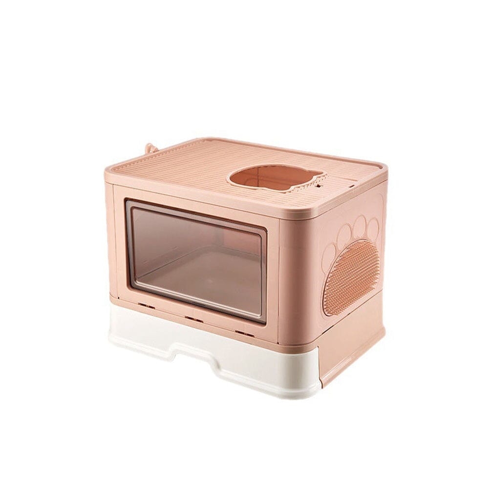 Enclosed Folding Plastic Cat Litter Box with Scoop