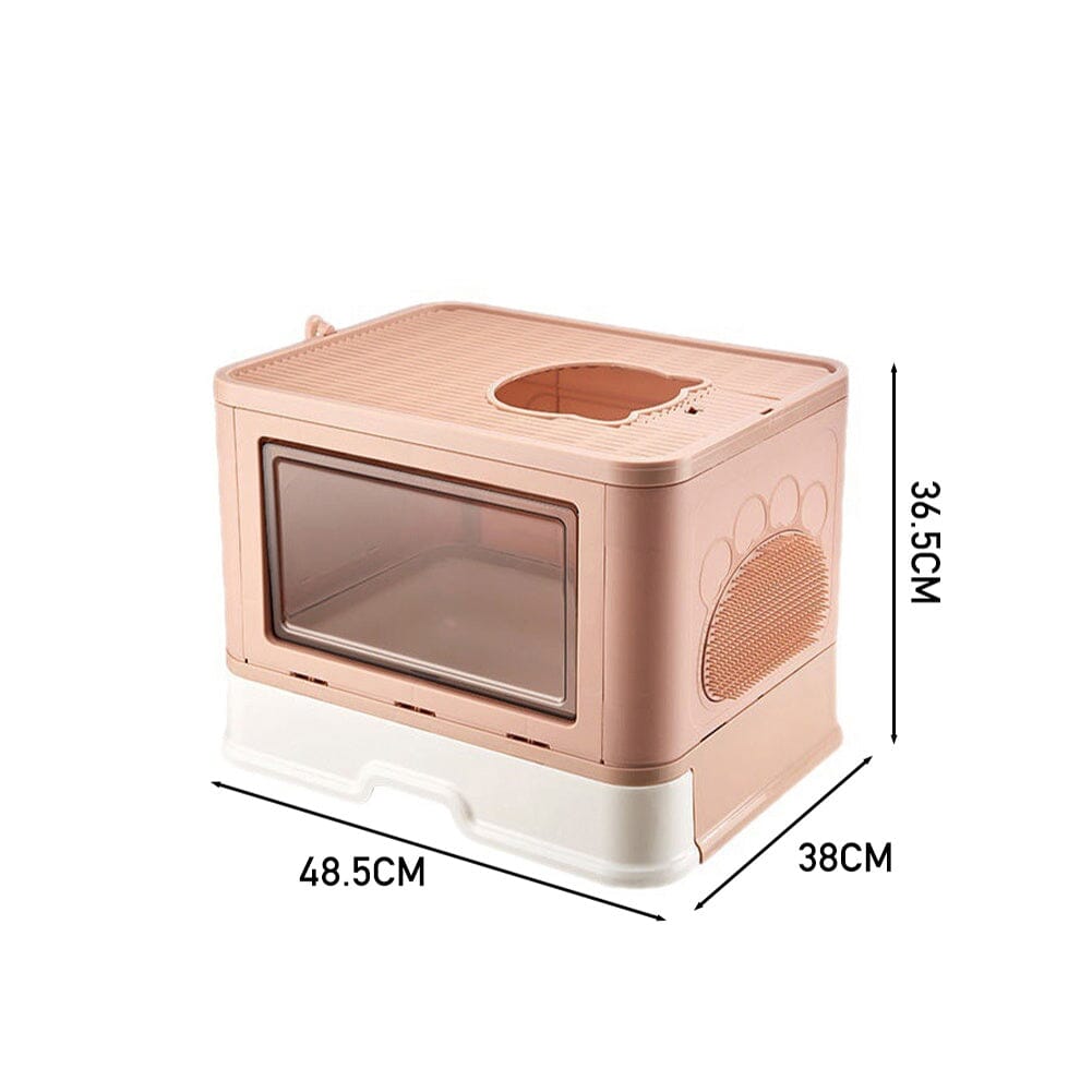 Enclosed Folding Plastic Cat Litter Box with Scoop