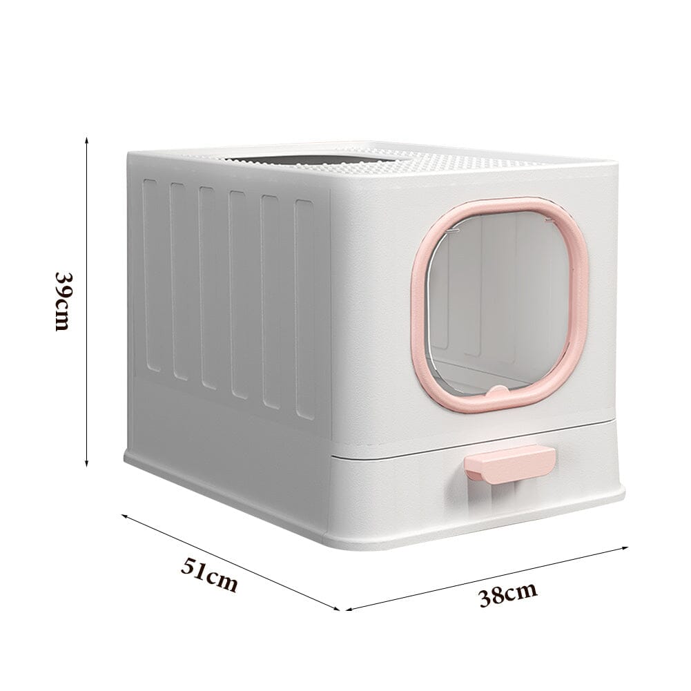 Enclosed Folding Cat Litter Box Toilet with Scoop