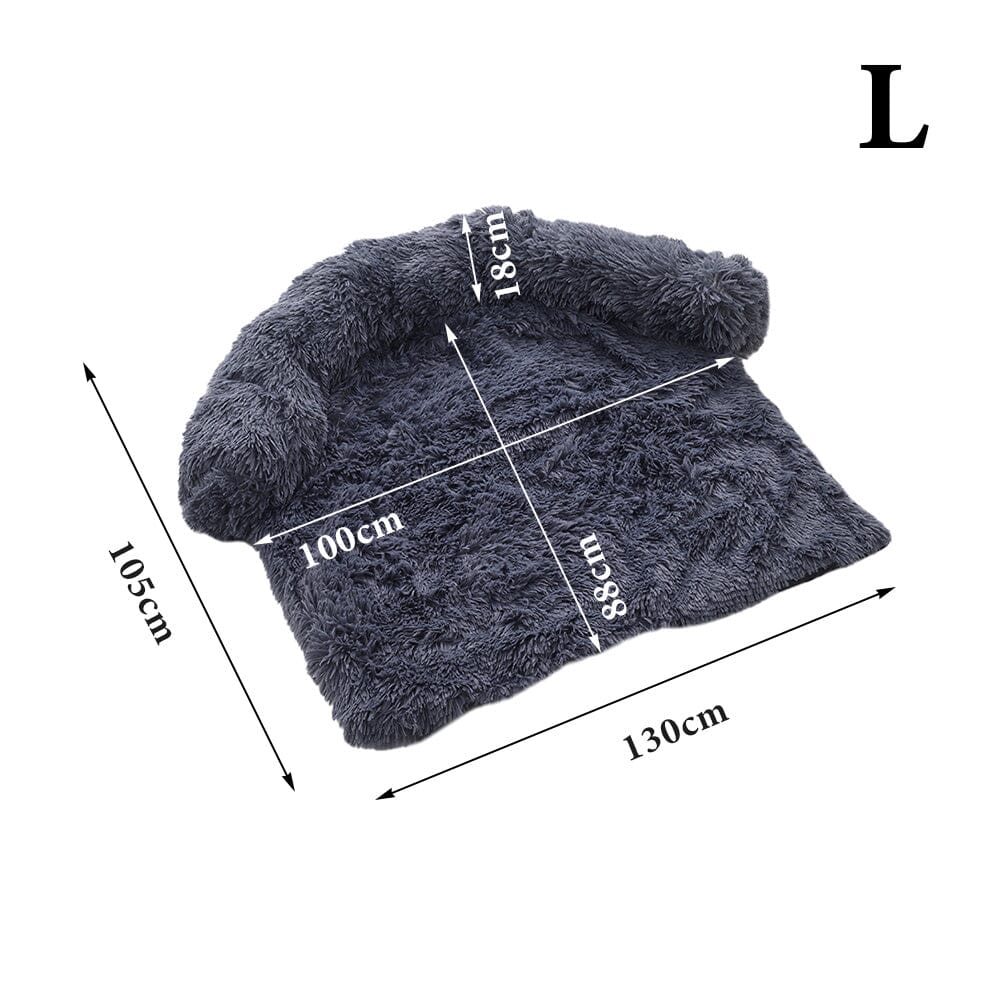 Plush Detachable Sofa Dog Bed - Cozy Winter Pet Mattress in Deep Grey (Large)