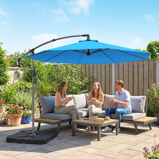 Outsunny 3m Overhanging Parasol in Blue, image 2