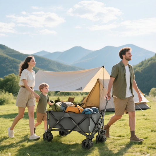 Outsunny Outdoor Pull Along Cart in Dark Grey, image 2