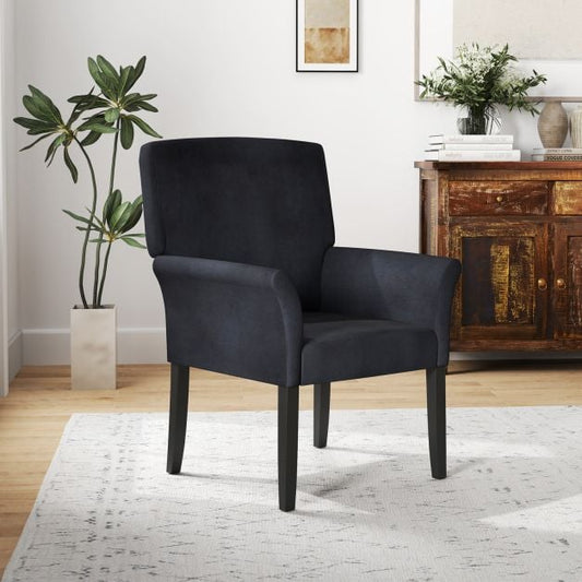 Fabric/Velvet Waiting Room Chair with Padded Armrests-Black
