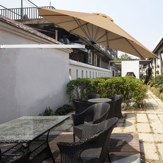 Outdoor Tilting Sunshade Umbrella with Large Shading Area-Beige