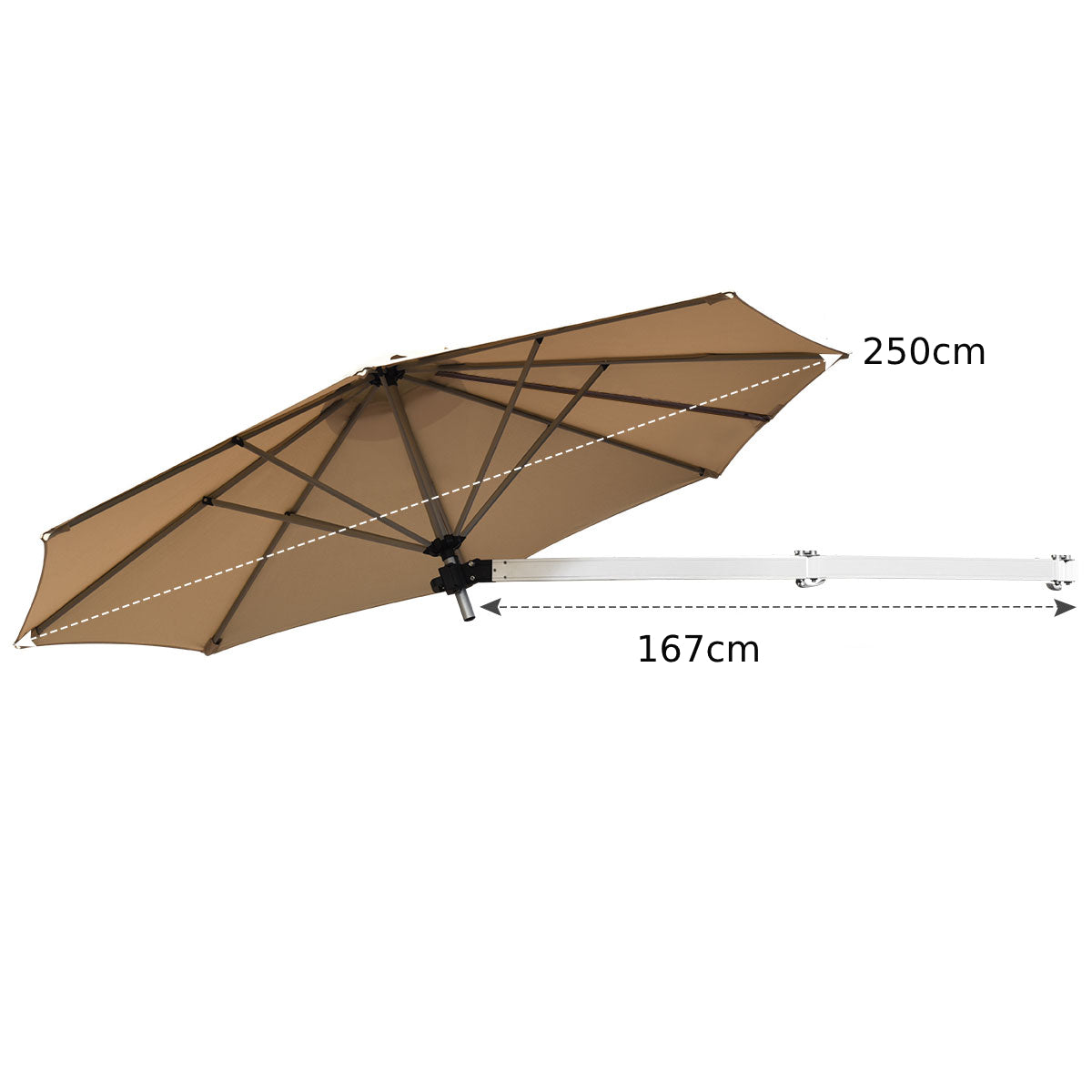 Outdoor Tilting Sunshade Umbrella with Large Shading Area-Beige