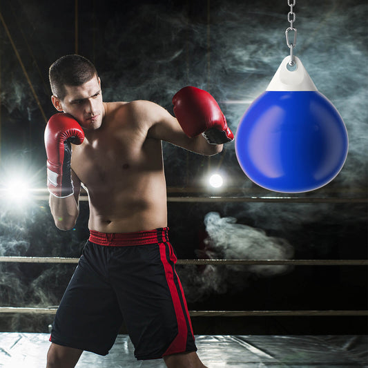 Water Punching Bag with Adjustable Metal Chain and Insurance Buckles-Blue