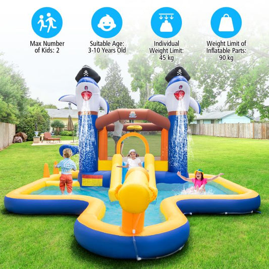 7-In-1 Water Slide Park with Splash Pool and Water Cannon without Blower