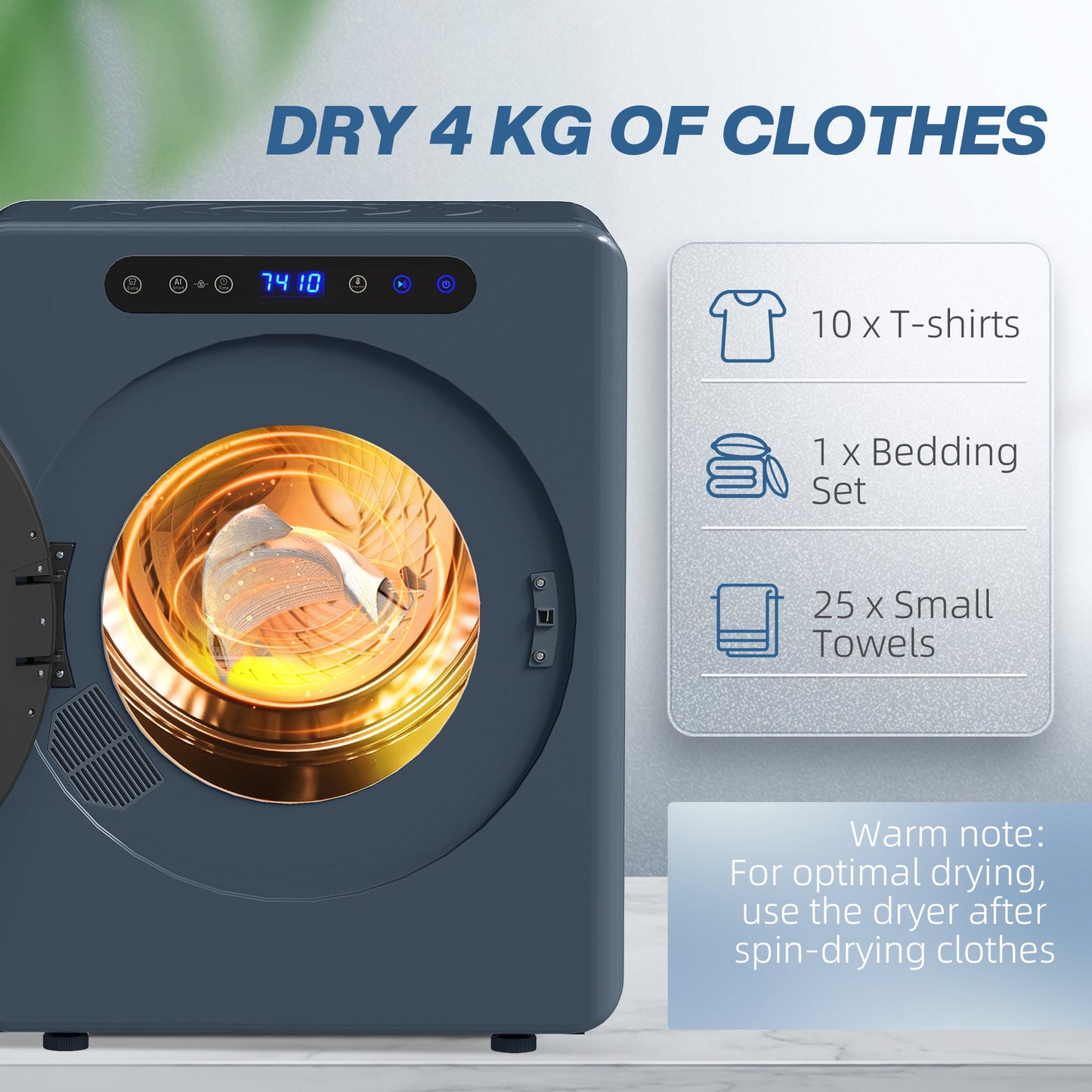 HOMCOM 5kg Compact 40-60â Tumble Dryer Blue
