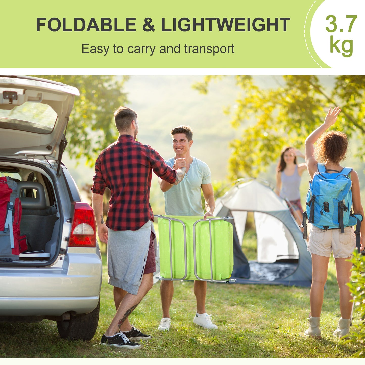 Leżak składany Outsunny Single Folding - zielony