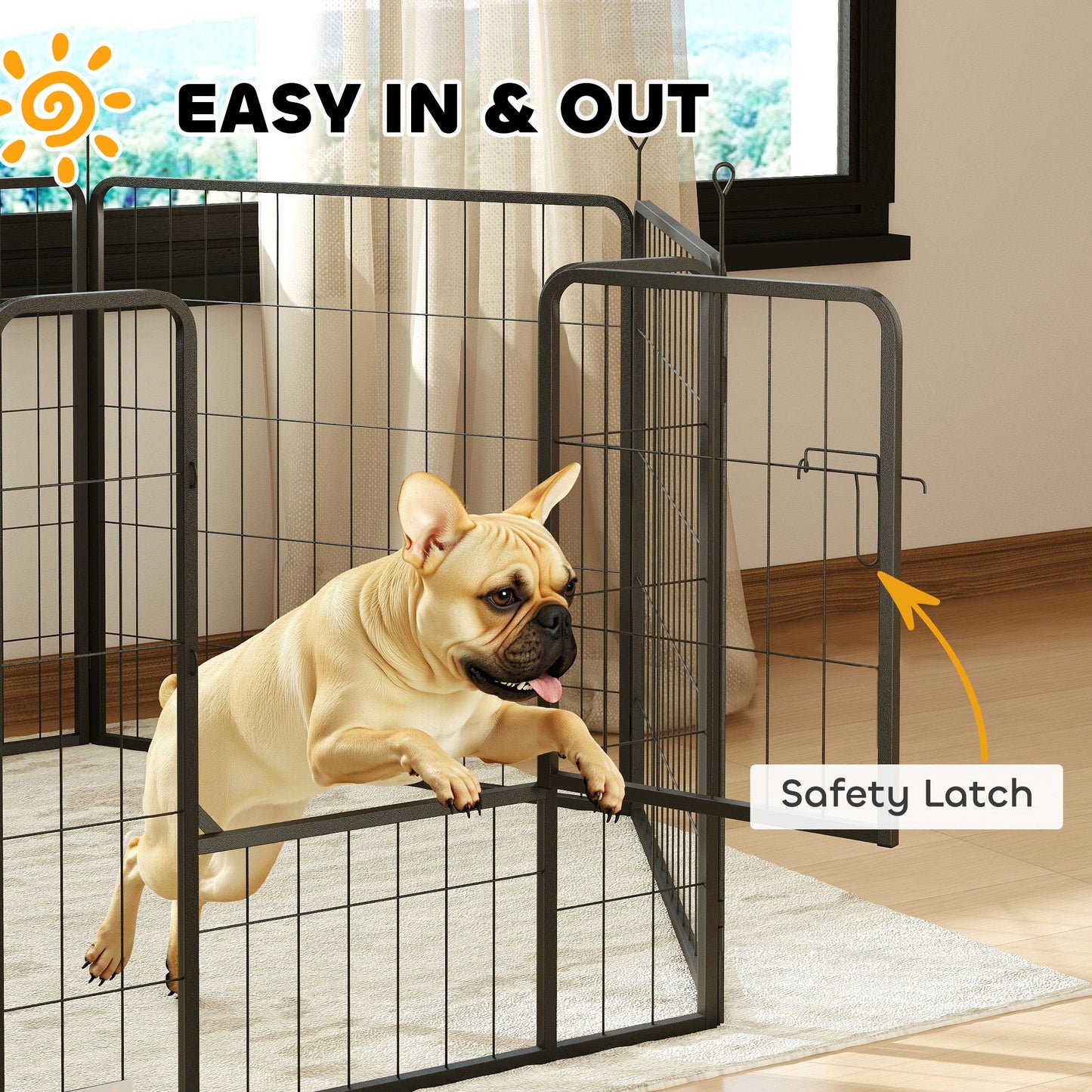 PawHut 6 Panels Dog Playpen, przenośny, odłączany kojec dla szczeniąt z drzwiczkami, dla średnich psów, 80 cm wysokości, czarny