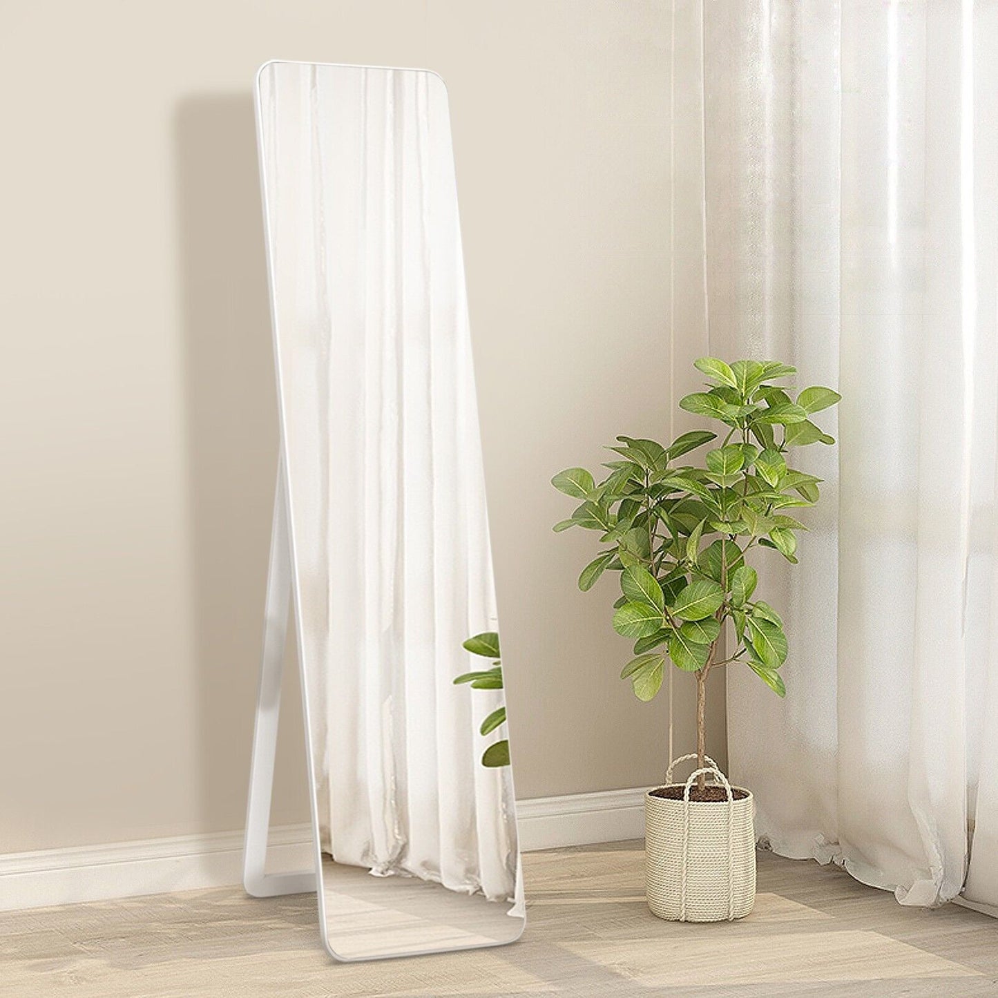 160 x 37 cm Free-standing Full Length Mirror-White