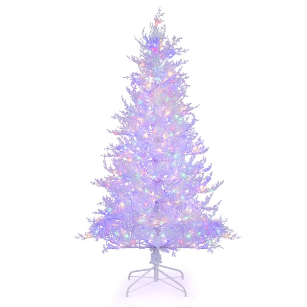 180cm White Hinged Christmas Tree with Snow-Flocked PE Tips